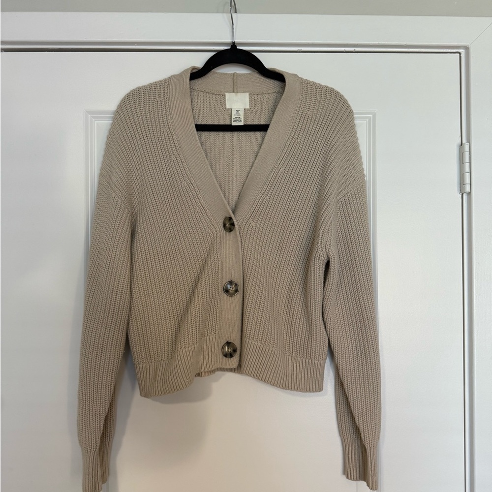 H&M Taupe Button-Up Cardigan
